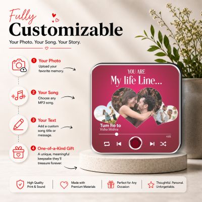 Personalized You are My Life Line Musical Fridge Magnet Rechargeable with Type-C Charging Custom Photo & Audio Music Player Gift for Anniversary, Wedding, or Birthday